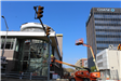 Construction on the Old National Bank Headquarters corner in the Marq building